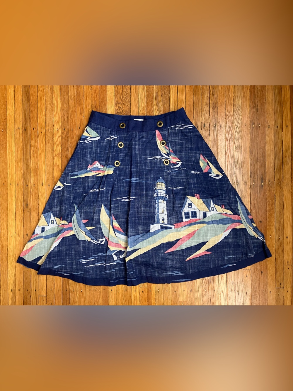 Odille - Anthropologie. Women’s Navy Nautical Print Skirt